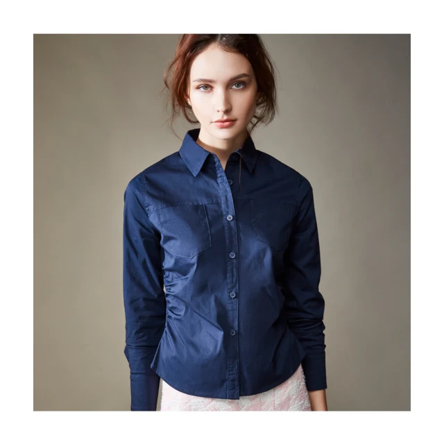 【Le Polka】抓褶設計襯衫式長洋裝-2色-女 歷史價格詳細信息