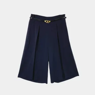 【JESSICA】時尚百搭顯瘦折邊五分寬褲224322（黑） 歷史價格詳細信息