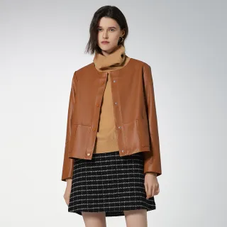 【JESSICA】簡約修身百搭柔軟羊皮連帽皮衣Y30435（粉） 歷史價格詳細信息