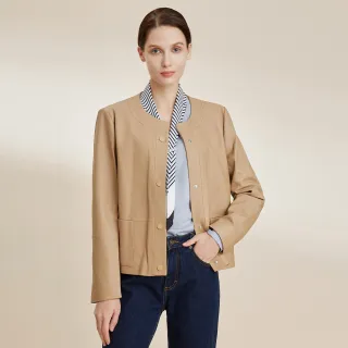 【JESSICA】簡約修身百搭柔軟羊皮連帽皮衣Y30435（粉） 歷史價格詳細信息