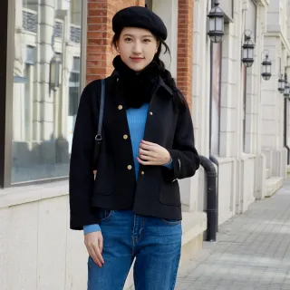 【Jessica Red】簡約百搭翻領口袋羊毛短外套824Z0Q（棕） 歷史價格詳細信息