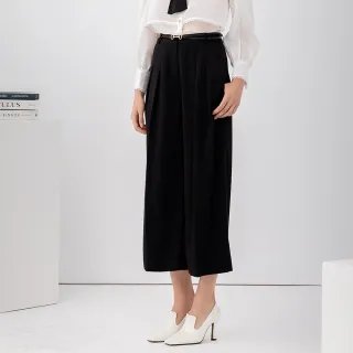 【JESSICA】時尚百搭顯瘦折邊五分寬褲224322（黑） 歷史價格詳細信息