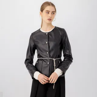 【JESSICA】帥氣黑白千鳥格紋雙排扣拼接外套 歷史價格詳細信息
