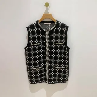 【JESSICA】黑色格紋花呢刺繡蕾絲領優雅百搭小香風外套 歷史價格詳細信息