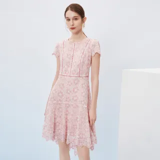 【JESSICA】甜美珠片花卉蕾絲拼接雪紡透膚長袖洋裝233Z74（米色） 歷史價格詳細信息