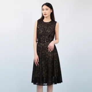 【JESSICA】高雅氣質收腰顯瘦圓領無袖洋裝224372（黑） 歷史價格詳細信息