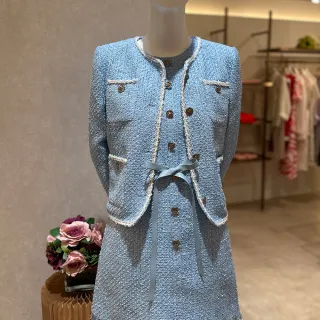 【JESSICA】氣質編織滾邊圓領小香風外套232102（粉） 歷史價格詳細信息