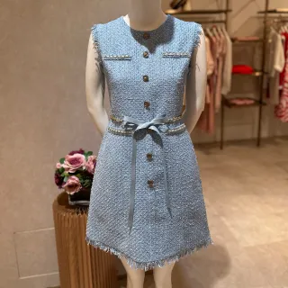 【JESSICA】氣質修身花呢須邊無袖拼接蕾絲洋裝J30527 歷史價格詳細信息