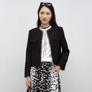 【JESSICA】帥氣黑白千鳥格紋雙排扣拼接外套 歷史價格詳細信息