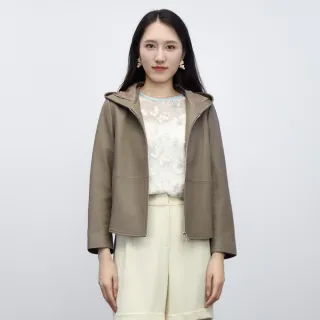 【JESSICA】簡約修身百搭柔軟羊皮連帽皮衣Y30435（粉） 歷史價格詳細信息