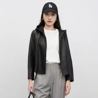【JESSICA】簡約修身百搭柔軟羊皮連帽皮衣Y30435（粉） 歷史價格詳細信息