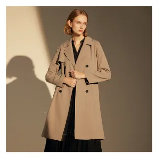 【EPISODE】英倫風經典百搭雙排釦長風衣外套E30652（深藍） 歷史價格詳細信息