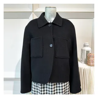 【Jessica Red】簡約百搭翻領口袋羊毛短外套824Z0Q（棕） 歷史價格詳細信息