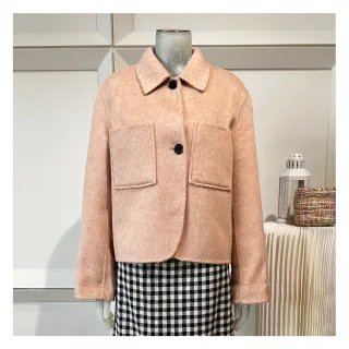 【Jessica Red】簡約百搭翻領口袋羊毛短外套824Z0Q（棕） 歷史價格詳細信息