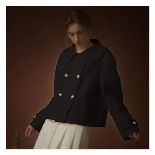 【JESSICA】甜美娃娃領雙排扣短版羊毛外套J35C09（黑） 價格比較,價格查詢,歷史價格詳細信息