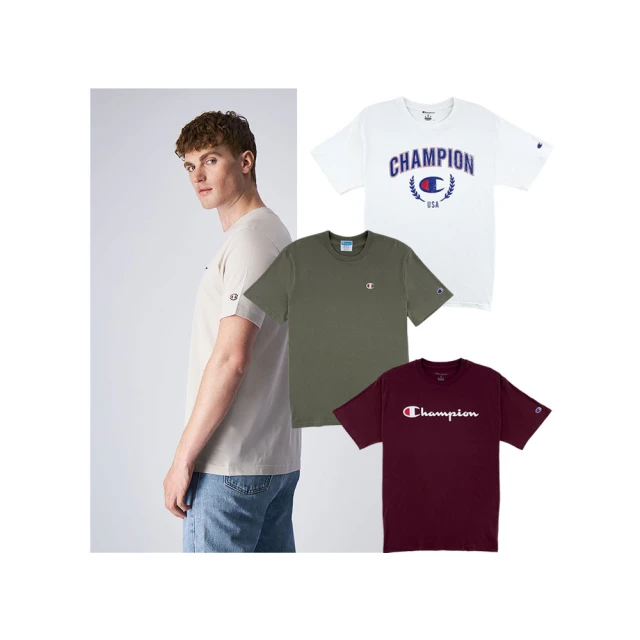 【Champion】官方直營-經典款圓領印花上衣-男(深藍色) 歷史價格詳細信息