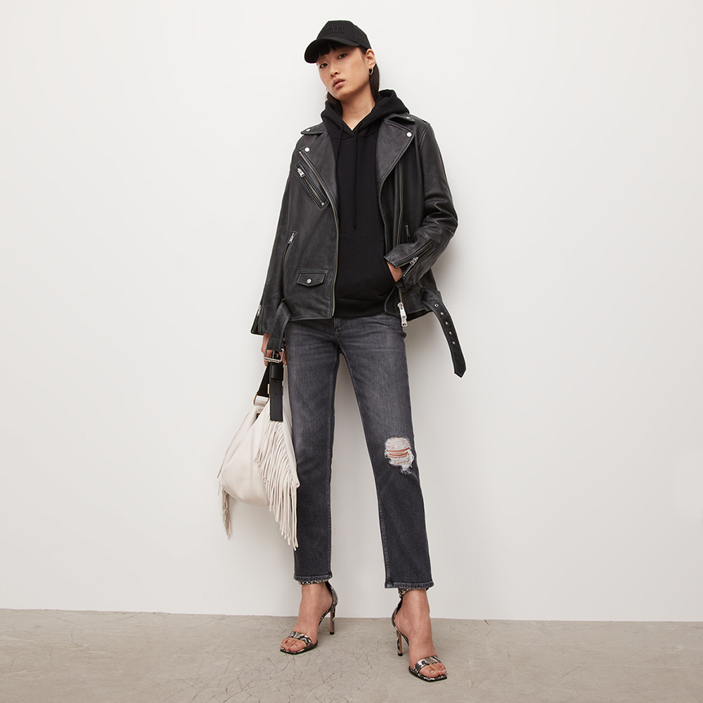 【ALLSAINTS】IMOGEN BOY 寬鬆男友風素色短袖純棉T恤-黑 WM219M 歷史價格詳細信息