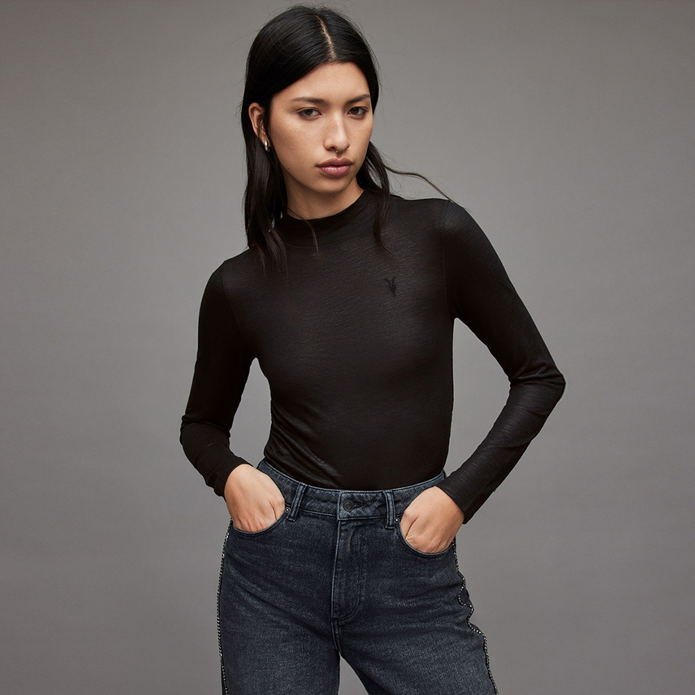 【ALLSAINTS】RINA 高領上衣SYCAMORE GREEN WM213Z(貼身版型) 歷史價格詳細信息