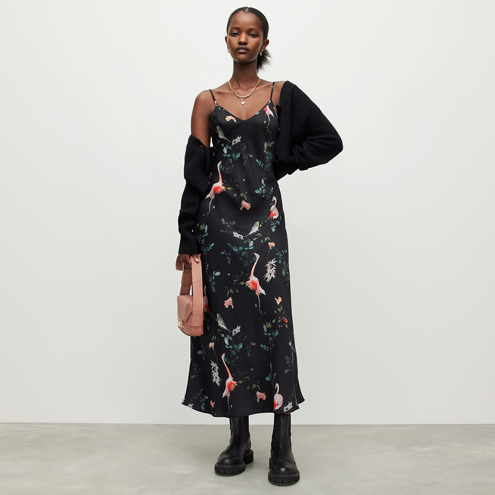 【ALLSAINTS】BRYONY VALLEY 花卉印花修身中長版洋裝 WD628Z(修身版型) 歷史價格詳細信息