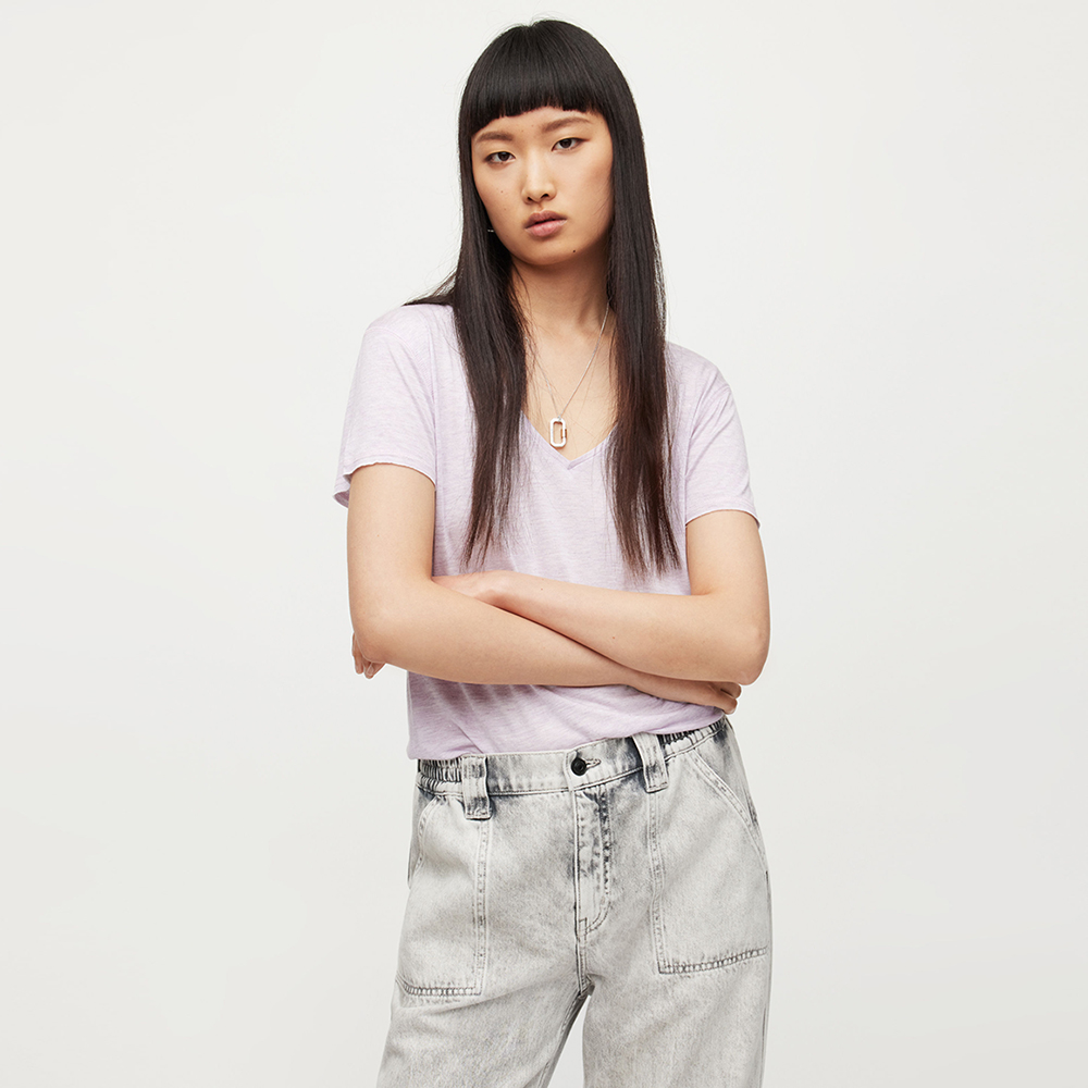【ALLSAINTS】EMELYN TONIC 日常舒適素色V領純棉短袖T恤-灰 歷史價格詳細信息