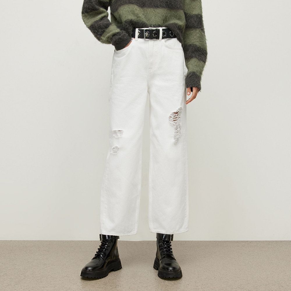 白色天色牛仔褲女夏季小個子高腰窄版闊腿褲美式辣妹薄款休閒長褲 歷史價格詳細信息