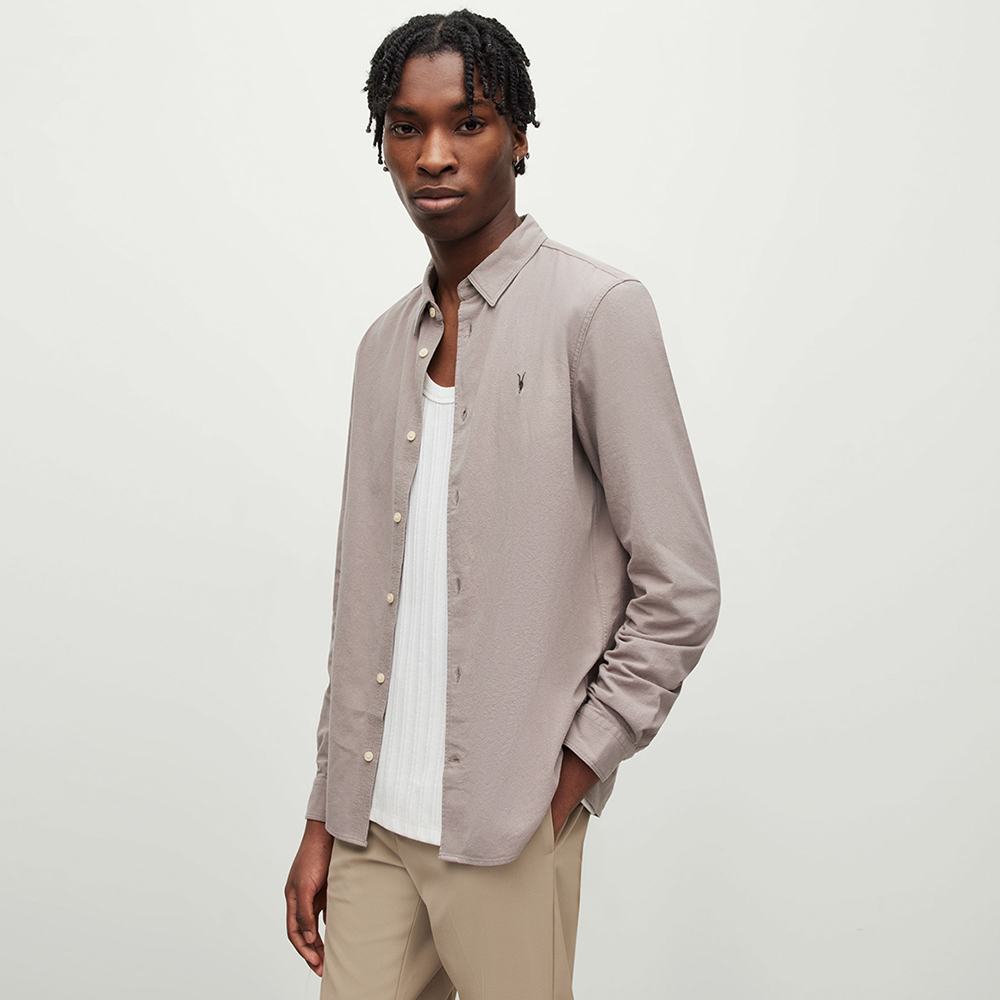 Allsaints 灰色 滿版 葉子 棉質襯衫 男M 歷史價格詳細信息
