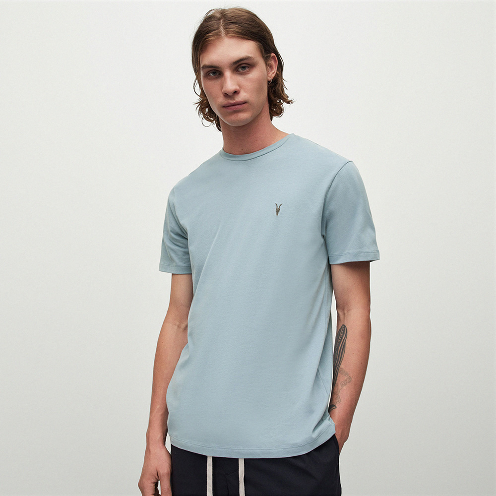 【ALLSAINTS】BRACE CONTRAST 公羊頭骨刺繡純棉修身短袖T恤-褐色(常規版型) 歷史價格詳細信息