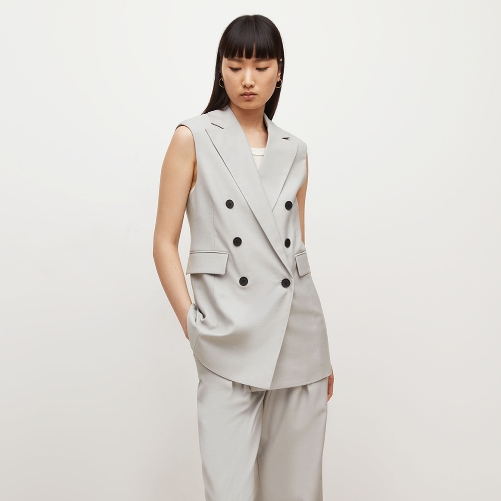 【ALLSAINTS】HANAH 俐落氣勢高腰打褶西裝褲寬褲-灰 WT030W(舒適版型) 歷史價格詳細信息