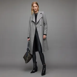中長版綁帶縮腰雙排釦風衣大衣外套-秋冬新款中長版寬鬆英倫風中長款卡其色繫帶寬鬆顯瘦風衣外套短大衣-梨卡BR459 歷史價格詳細信息