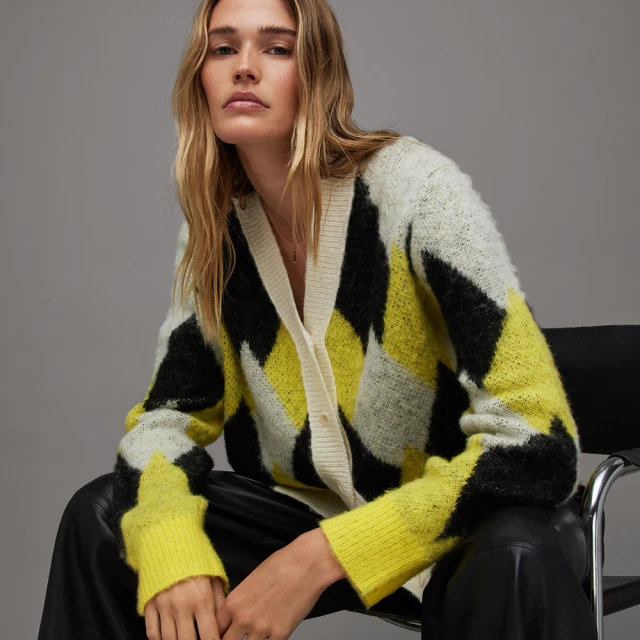 【ALLSAINTS】HOVE 菱格紋龐克羊毛針織外套 WK015Z(常規版型) 價格比較,價格查詢,歷史價格詳細信息