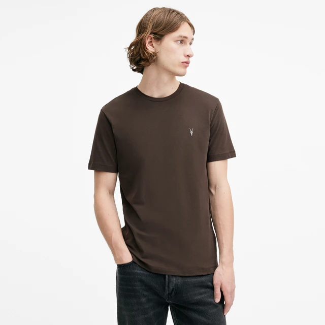 【ALLSAINTS】BRACE CONTRAST 公羊頭骨刺繡純棉修身短袖T恤-褐色(常規版型) 歷史價格詳細信息