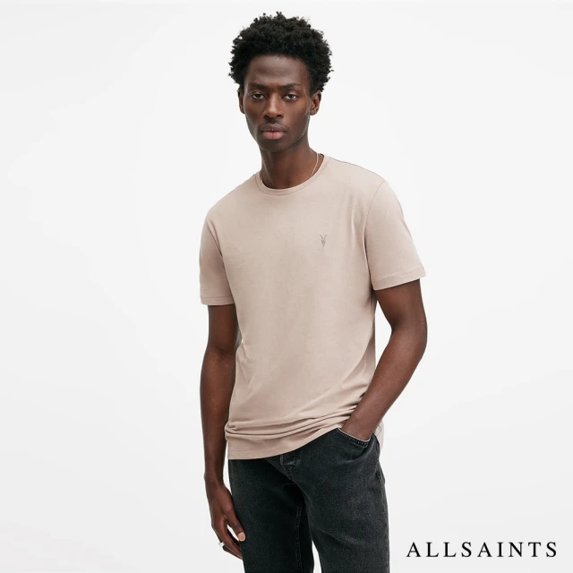 【ALLSAINTS】BRACE CONTRAST 公羊頭骨刺繡純棉修身短袖T恤-褐色(常規版型) 歷史價格詳細信息