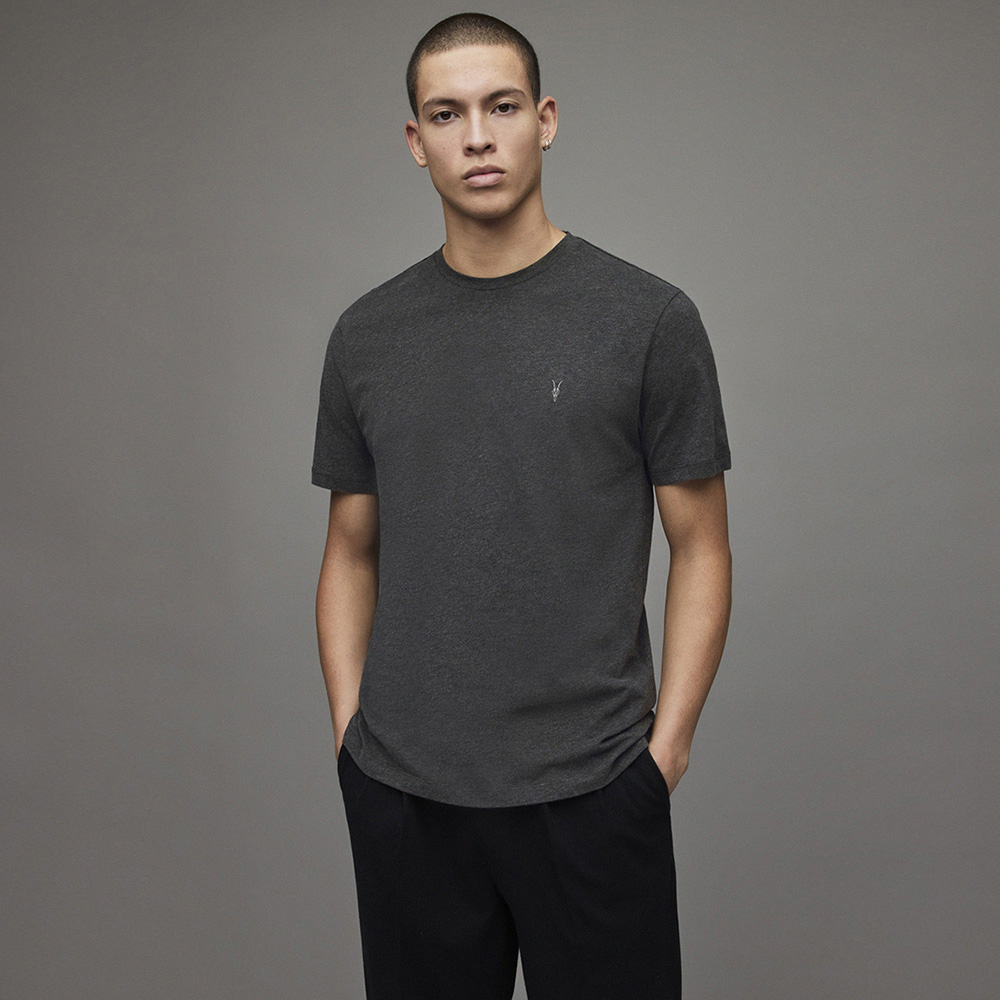【ALLSAINTS】BRACE CONTRAST 公羊頭骨刺繡純棉修身短袖T恤-褐色(常規版型) 歷史價格詳細信息