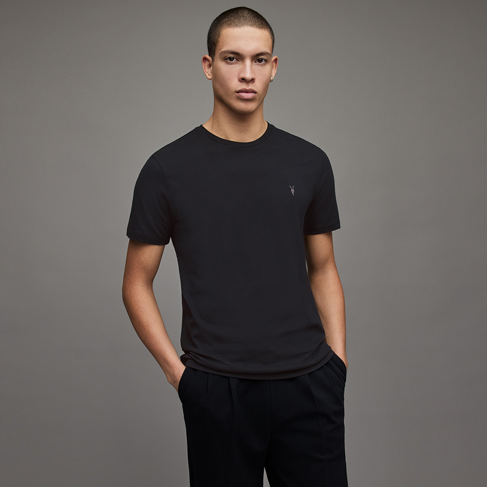 【ALLSAINTS】BRACE CONTRAST 公羊頭骨刺繡純棉修身短袖T恤-褐色(常規版型) 歷史價格詳細信息