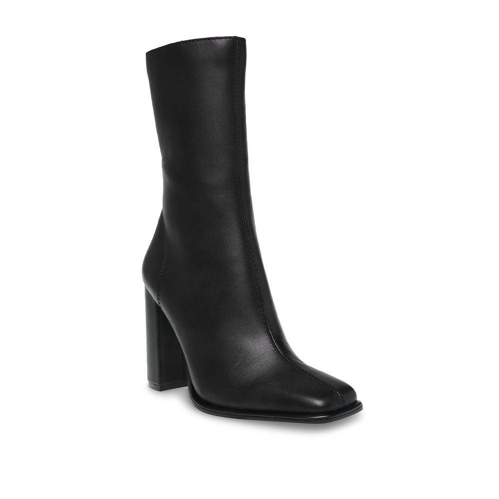 STEVE MADDEN-FOREMOST 皮質小方頭粗跟高筒靴-黑色 歷史價格詳細信息