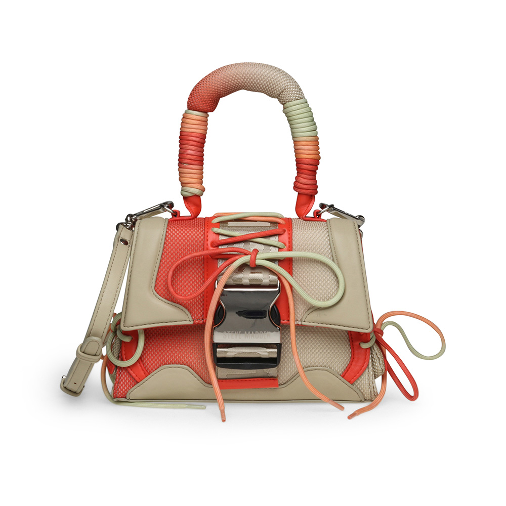 【STEVE MADDEN】BDIEGO 綁帶拼接手提斜背包(藍綠色) 歷史價格詳細信息