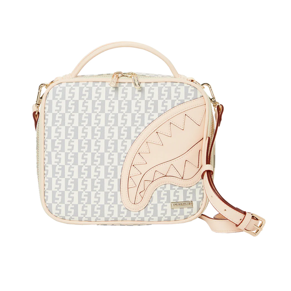 【SPRAYGROUND】FUTURE TRAVELER CARGO 未來感鯊魚絎縫斜掛腰包(白色) 歷史價格詳細信息