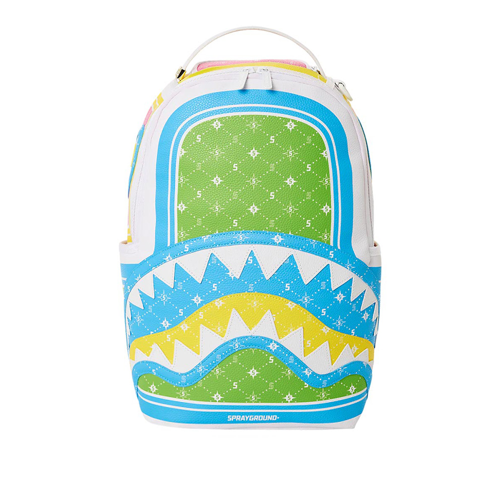 【SPRAYGROUND】FUTURE TRAVELER CARGO 未來感鯊魚絎縫斜掛腰包(白色) 歷史價格詳細信息