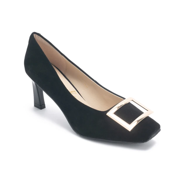 【Pineapple Outfitter】GOMEZ 金屬釦真皮方頭粗中跟鞋(黑色) 歷史價格詳細信息