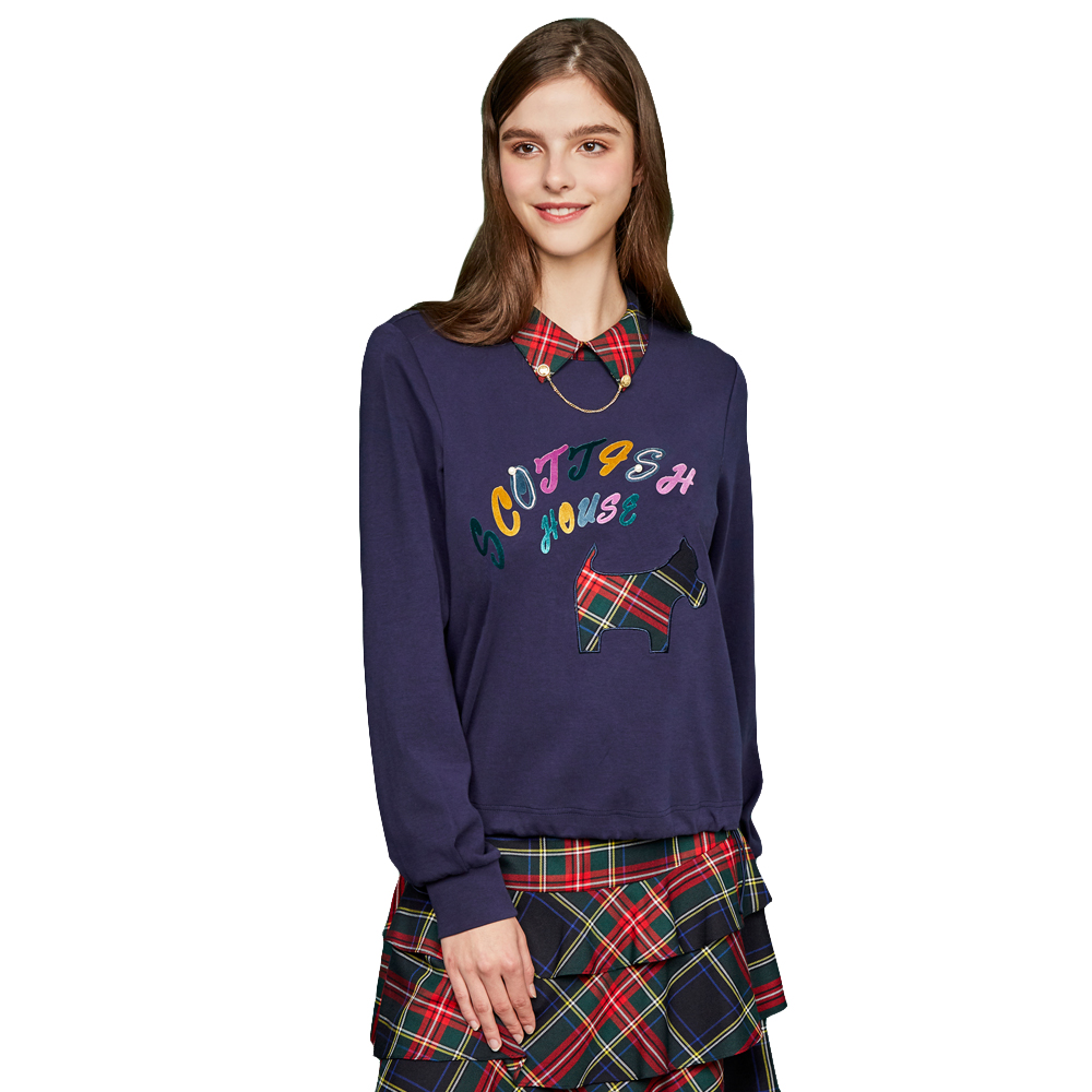 【SCOTTISH HOUSE】絨紗繡組織 蝴蝶結 長袖上衣-深藍/紫【OUTLET】(AN1481) 歷史價格詳細信息