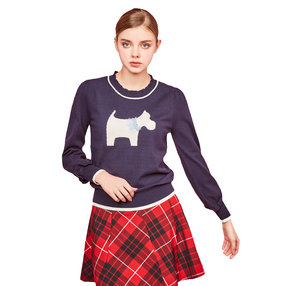 【SCOTTISH HOUSE】花邊蕾絲 雪紡衫襯衫-白/深藍(AR1356) 歷史價格詳細信息