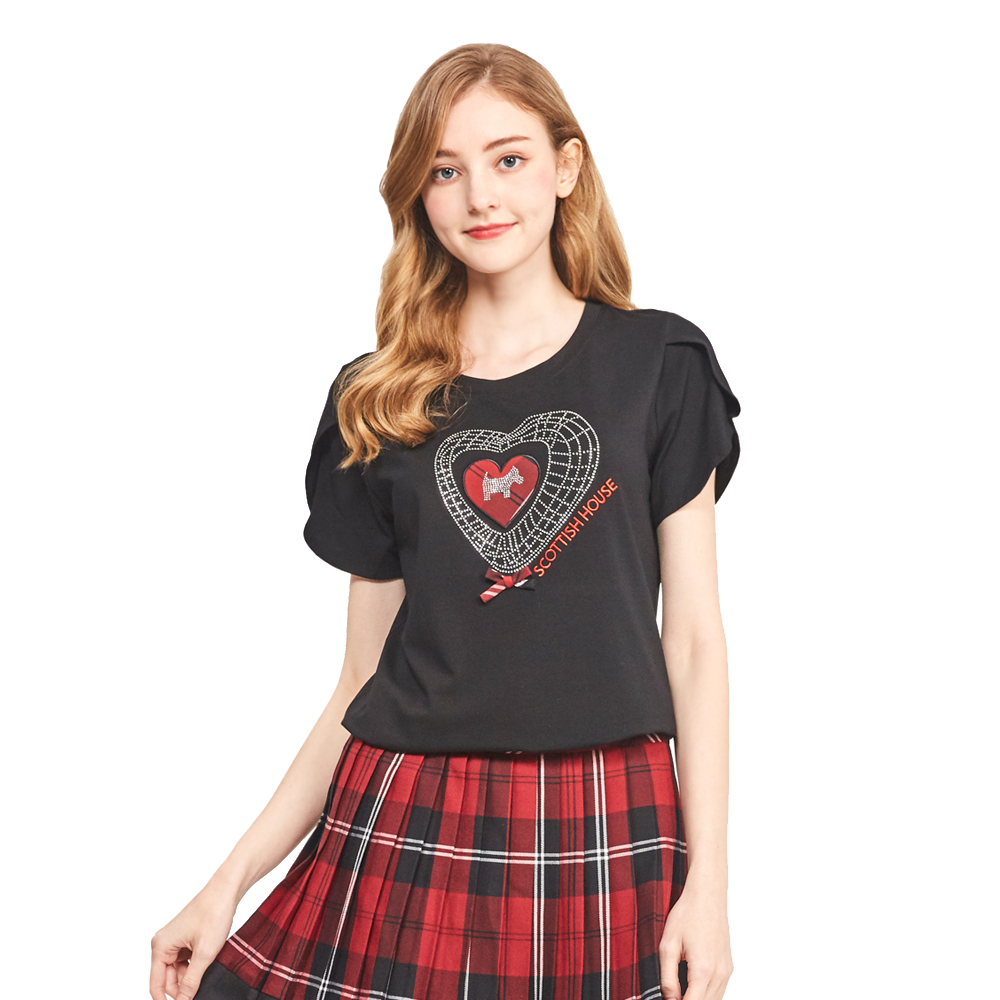 【SCOTTISH HOUSE】格紋布 狗狗貼布繡 長袖上衣洋裝-黑/粉橘【OUTLET】(AN1276) 歷史價格詳細信息