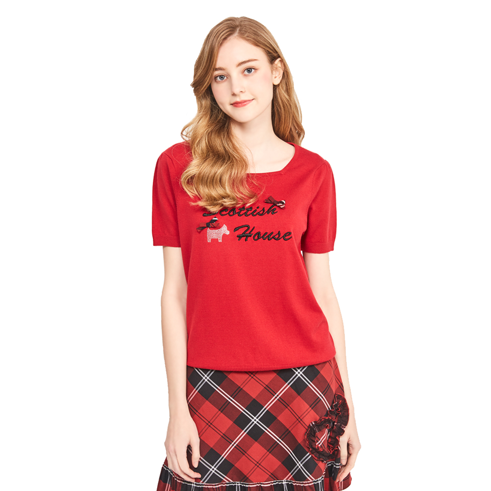 【SCOTTISH HOUSE】領圍條紋綁帶挖肩短袖-黑/粉【OUTLET】(SE1403) 歷史價格詳細信息