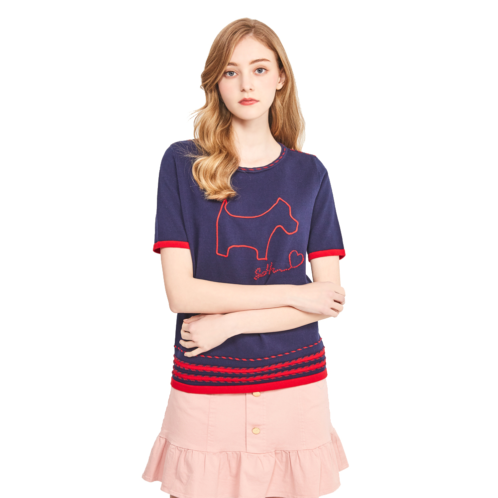 【SCOTTISH HOUSE】圓領短袖露肩腳踏車刺繡棉T【OUTLET】(AM1291) 歷史價格詳細信息