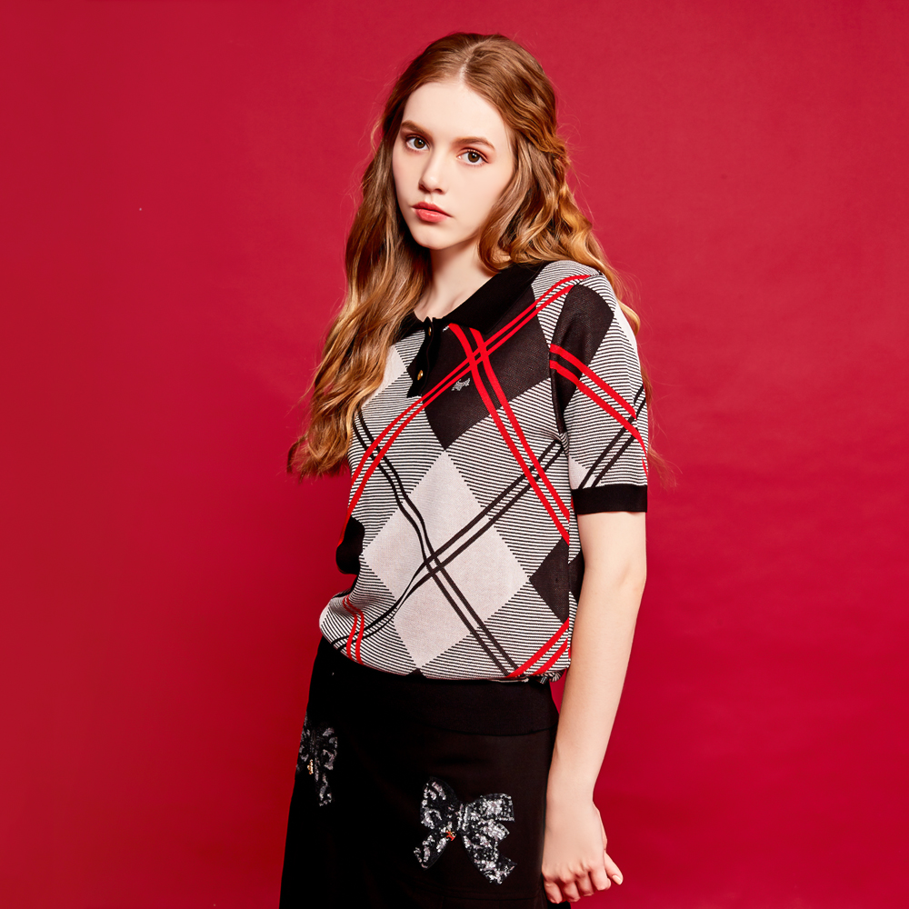 【SCOTTISH HOUSE】格紋布 狗狗貼布繡 長袖上衣洋裝-黑/粉橘【OUTLET】(AN1276) 歷史價格詳細信息