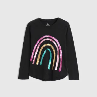 Gap 女童裝 純棉雙面亮片長袖T恤-白色(432113) 歷史價格詳細信息