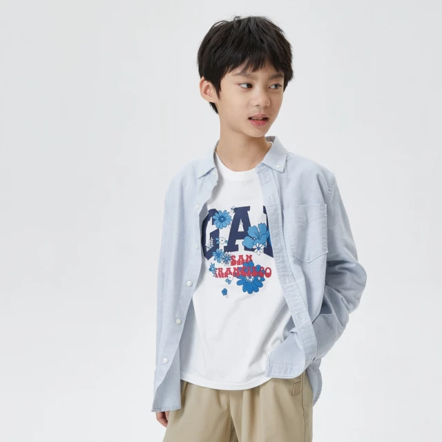 Gap 男童裝 翻領長袖襯衫-藍白條紋(730008) 歷史價格詳細信息