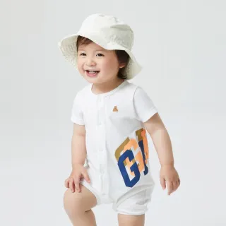 Gap 嬰兒 Logo純棉小熊印花短袖包屁衣/連身衣-白色(668750) 歷史價格詳細信息