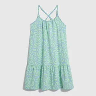 Gap 女童 輕薄方領花邊袖無袖上衣-彩色印花(622658) 歷史價格詳細信息