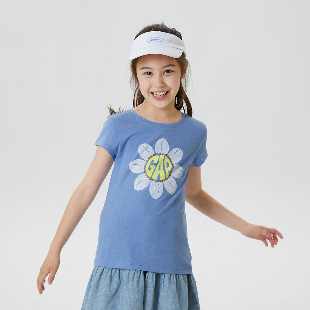 Gap 女童 Logo/印花純棉短袖T恤-紫粉色(621066) 歷史價格詳細信息